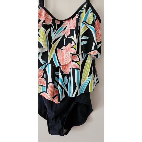 Maxine of Hollywood Floral Print One Piece Swimsuit Bathing Suit Size 12 Women - Picture 3 of 11